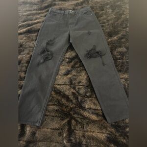 Just Black Denim Black Distressed Jeans | Size 29 | Made in USA